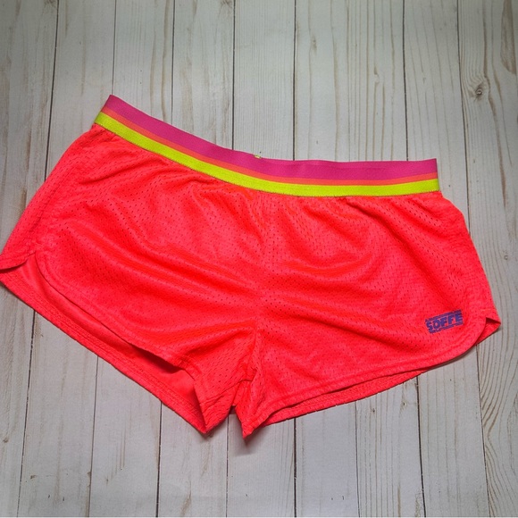 Soffe Bright Orange Shorts with Colorful Waistband - Picture 1 of 3